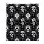 Black And White Wicca Evil Skull Print Polyester Shower Curtain