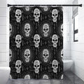 Black And White Wicca Evil Skull Print Premium Shower Curtain