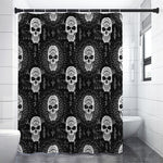 Black And White Wicca Evil Skull Print Premium Shower Curtain
