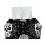 Black And White Wicca Evil Skull Print Rectangle Tissue Box Cover