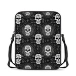 Black And White Wicca Evil Skull Print Rectangular Crossbody Bag