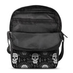 Black And White Wicca Evil Skull Print Rectangular Crossbody Bag