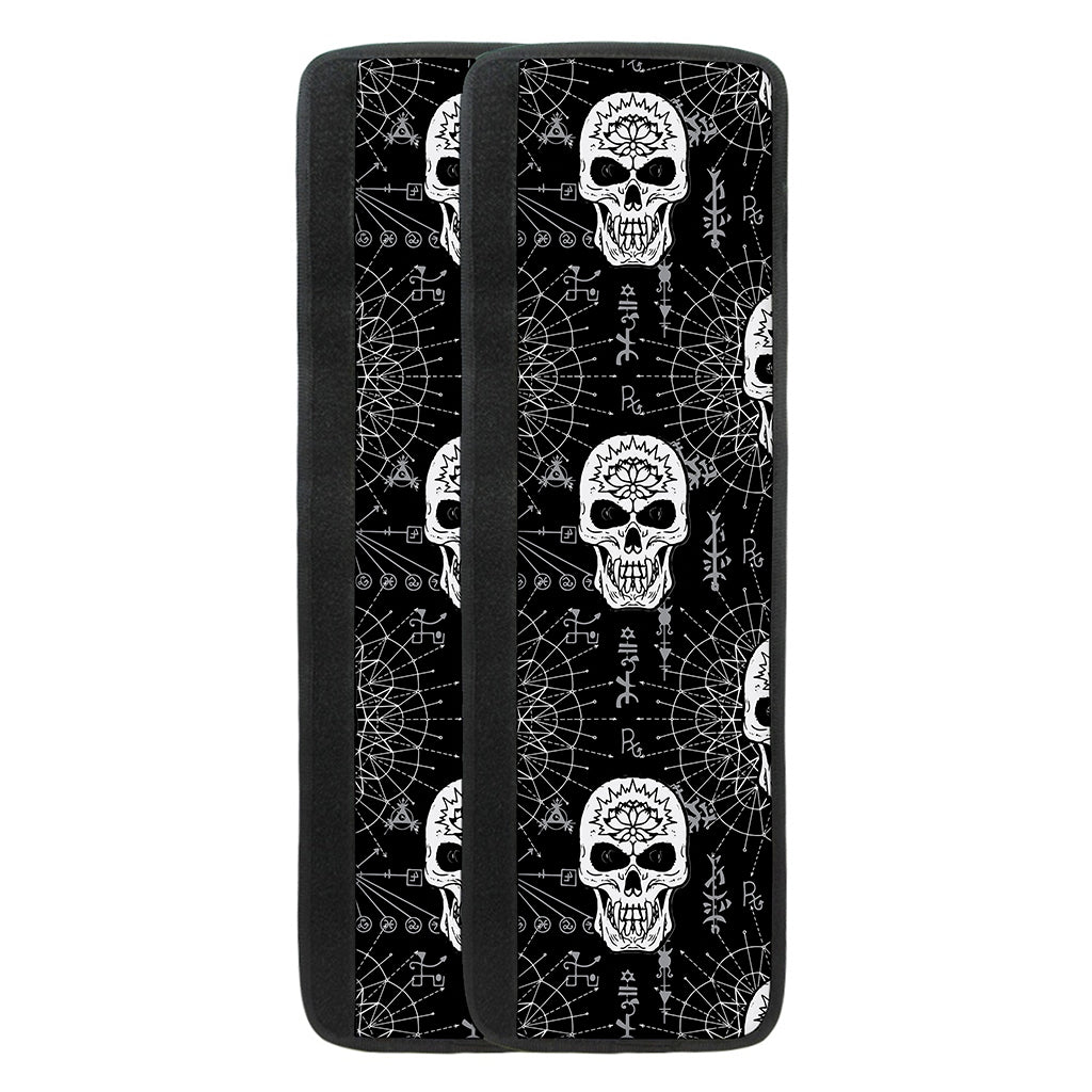 Black And White Wicca Evil Skull Print Refrigerator Handle Covers