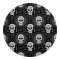 Black And White Wicca Evil Skull Print Round Blanket