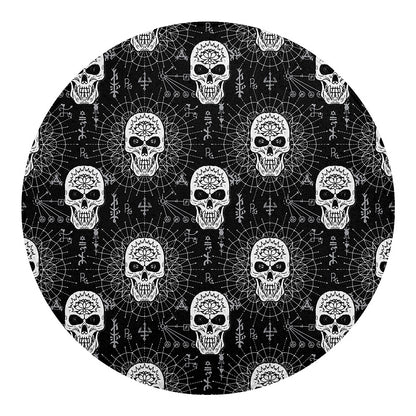 Black And White Wicca Evil Skull Print Round Blanket