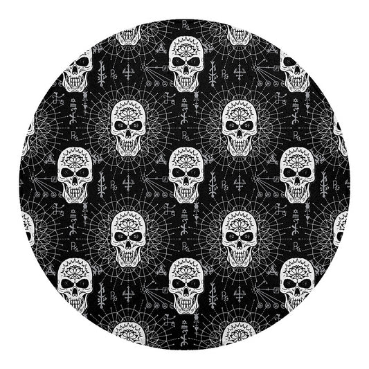 Black And White Wicca Evil Skull Print Round Blanket