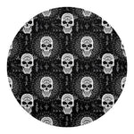 Black And White Wicca Evil Skull Print Round Blanket