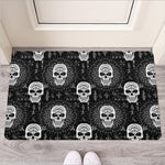 Black And White Wicca Evil Skull Print Rubber Doormat