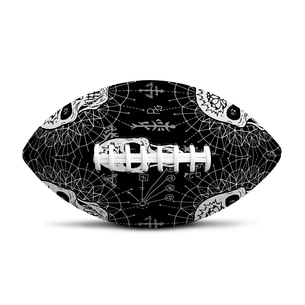 Black And White Wicca Evil Skull Print Rugby Ball