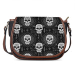 Black And White Wicca Evil Skull Print Saddle Bag