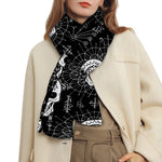 Black And White Wicca Evil Skull Print Scarf