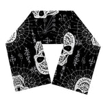 Black And White Wicca Evil Skull Print Scarf