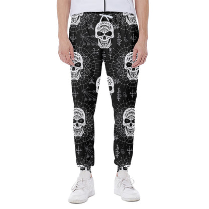 Black And White Wicca Evil Skull Print Scuba Joggers