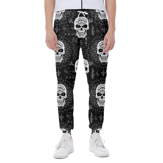 Black And White Wicca Evil Skull Print Scuba Joggers