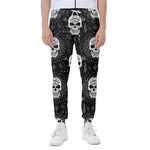 Black And White Wicca Evil Skull Print Scuba Joggers