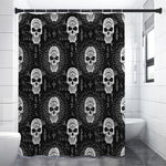 Black And White Wicca Evil Skull Print Shower Curtain