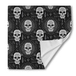 Black And White Wicca Evil Skull Print Silk Bandana