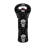 Black And White Wicca Evil Skull Print Single Neoprene Wine Tote