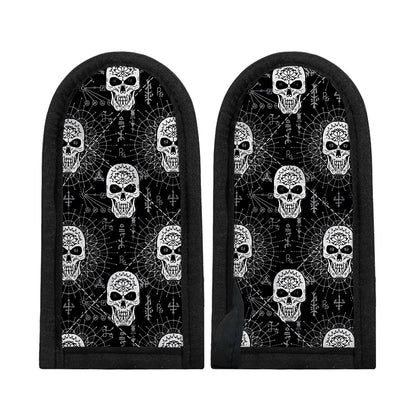 Black And White Wicca Evil Skull Print Skillet Handle Cover