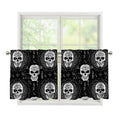 Black And White Wicca Evil Skull Print Tier Curtains