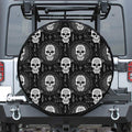 Black And White Wicca Evil Skull Print Tire Cover
