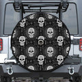 Black And White Wicca Evil Skull Print Tire Cover With Camera Hole