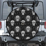 Black And White Wicca Evil Skull Print Tire Cover With Camera Hole