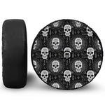 Black And White Wicca Evil Skull Print Tire Cover With Camera Hole