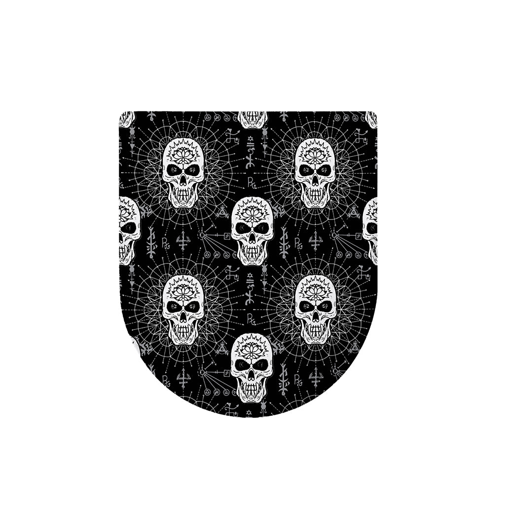 Black And White Wicca Evil Skull Print Toilet Lid Cover