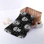 Black And White Wicca Evil Skull Print Towel