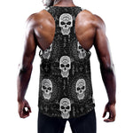 Black And White Wicca Evil Skull Print Training Tank Top