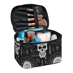 Black And White Wicca Evil Skull Print Travel Makeup Bag