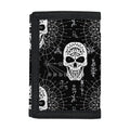 Black And White Wicca Evil Skull Print Trifold Wallet