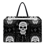 Black And White Wicca Evil Skull Print Utility Tote Bag