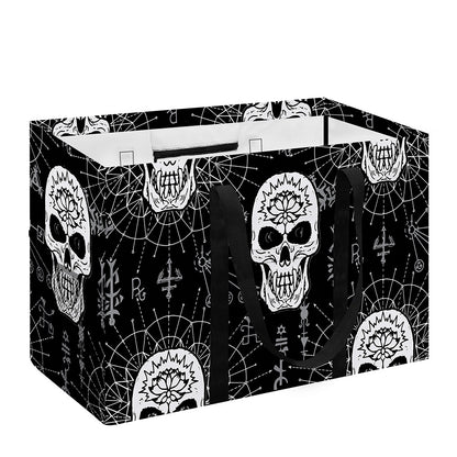 Black And White Wicca Evil Skull Print Utility Tote Bag