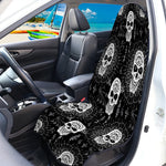 Black And White Wicca Evil Skull Print Waterproof Car Seat Cover
