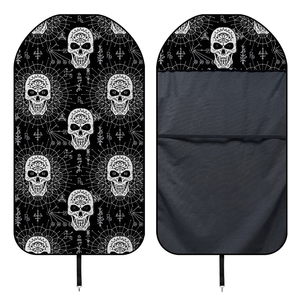 Black And White Wicca Evil Skull Print Waterproof Car Seat Cover