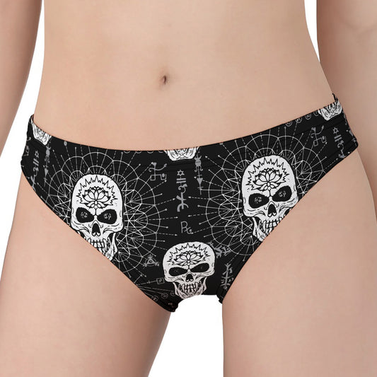 Black And White Wicca Evil Skull Print Women's Panties