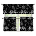 Black And White Wicca Gothic Print 3 Piece Kitchen Curtains