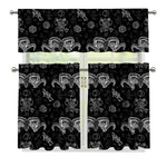 Black And White Wicca Gothic Print 3 Piece Kitchen Curtains