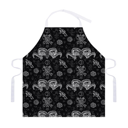 Black And White Wicca Gothic Print Adjustable Apron