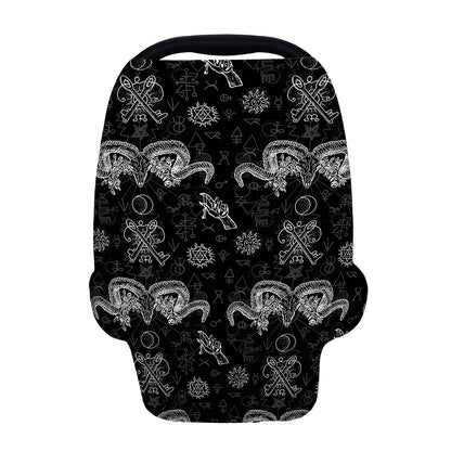 Black And White Wicca Gothic Print Baby Seat Cover