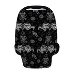 Black And White Wicca Gothic Print Baby Seat Cover