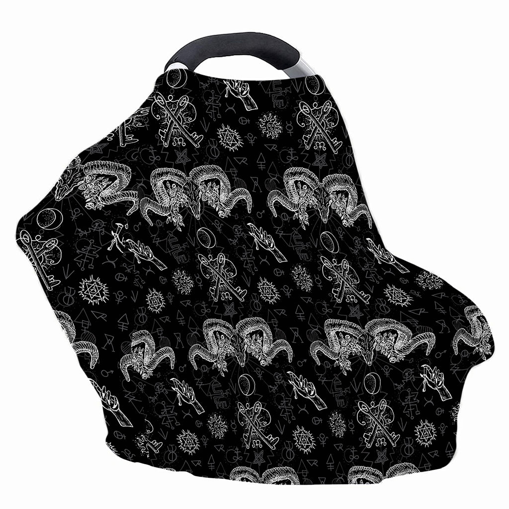 Black And White Wicca Gothic Print Baby Seat Cover