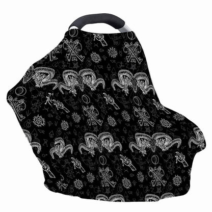 Black And White Wicca Gothic Print Baby Seat Cover