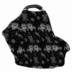 Black And White Wicca Gothic Print Baby Seat Cover