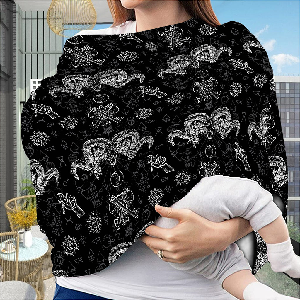 Black And White Wicca Gothic Print Baby Seat Cover