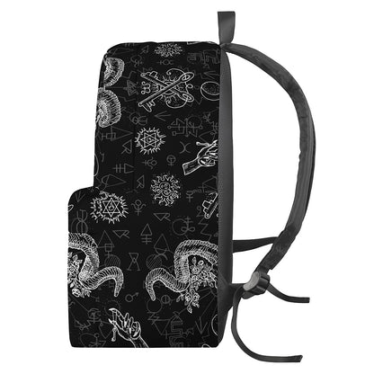 Black And White Wicca Gothic Print Backpack