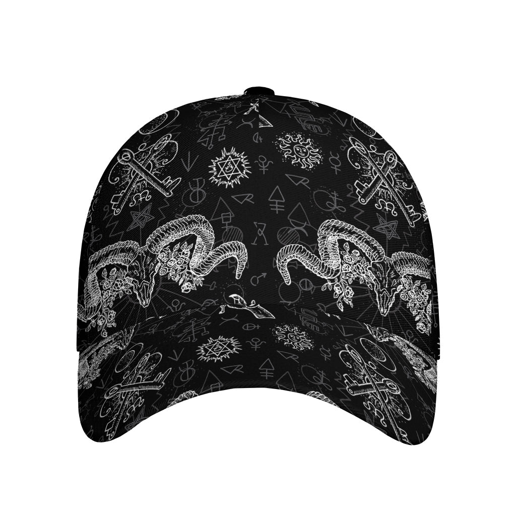 Black And White Wicca Gothic Print Baseball Cap