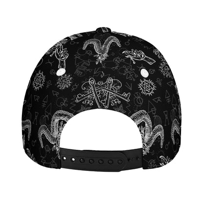Black And White Wicca Gothic Print Baseball Cap